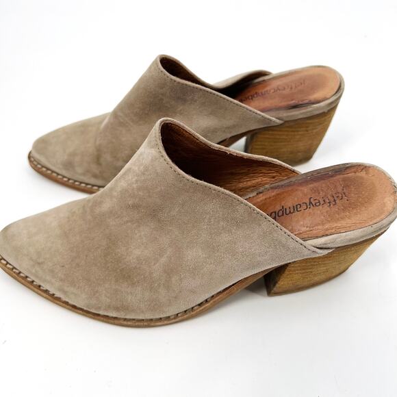 Jeffrey Campbell Favela-2 Tan Suede Slip on Block Heel Mules Women’s 7 - Picture 2 of 9